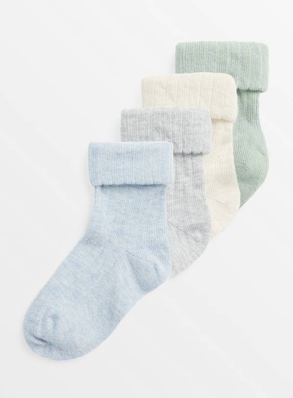 Muted Plain Ribbed Socks 4 Pack 6-12 months